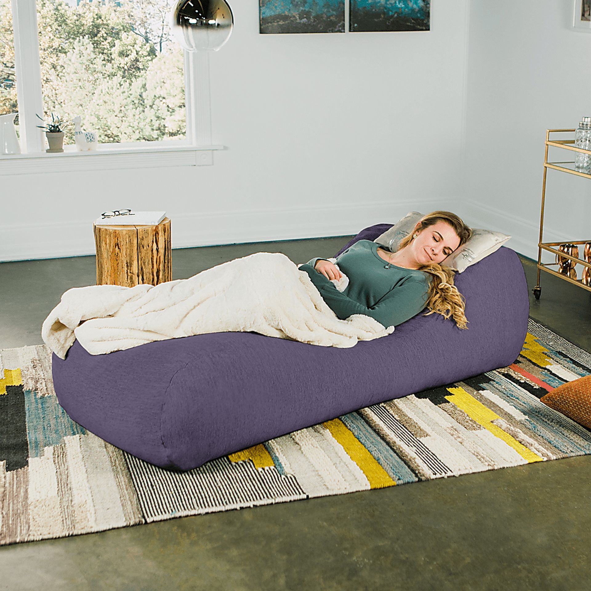 Kids Comfy Lush Purple Bean Bag Chair - Image 6