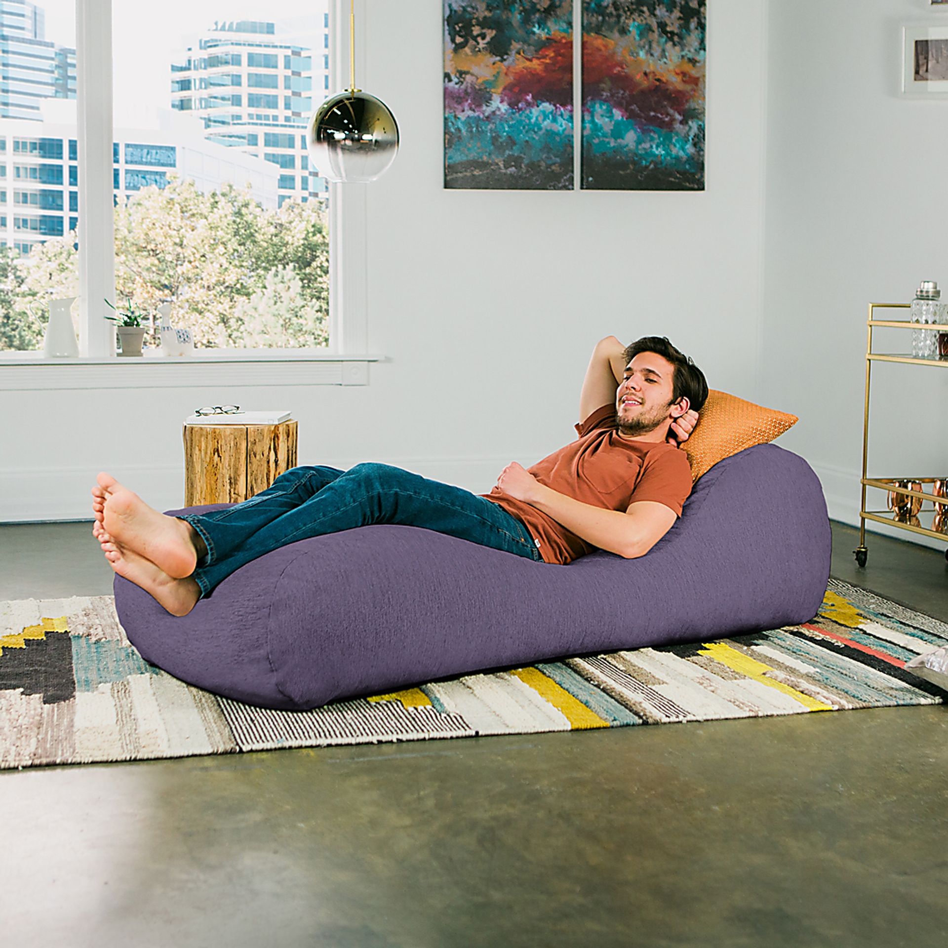 Kids Comfy Lush Purple Bean Bag Chair - Image 7