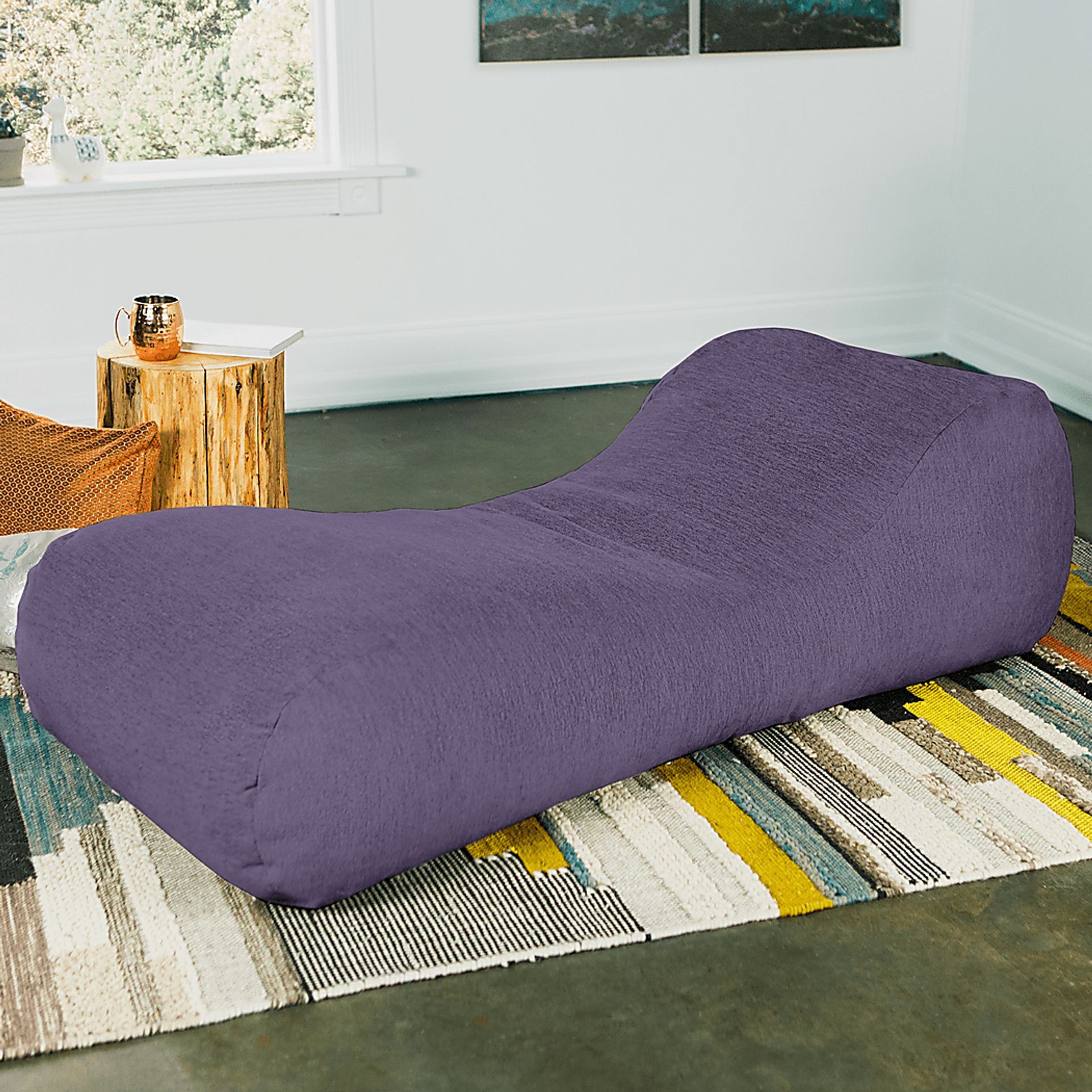 Kids Comfy Lush Purple Bean Bag Chair - Image 8