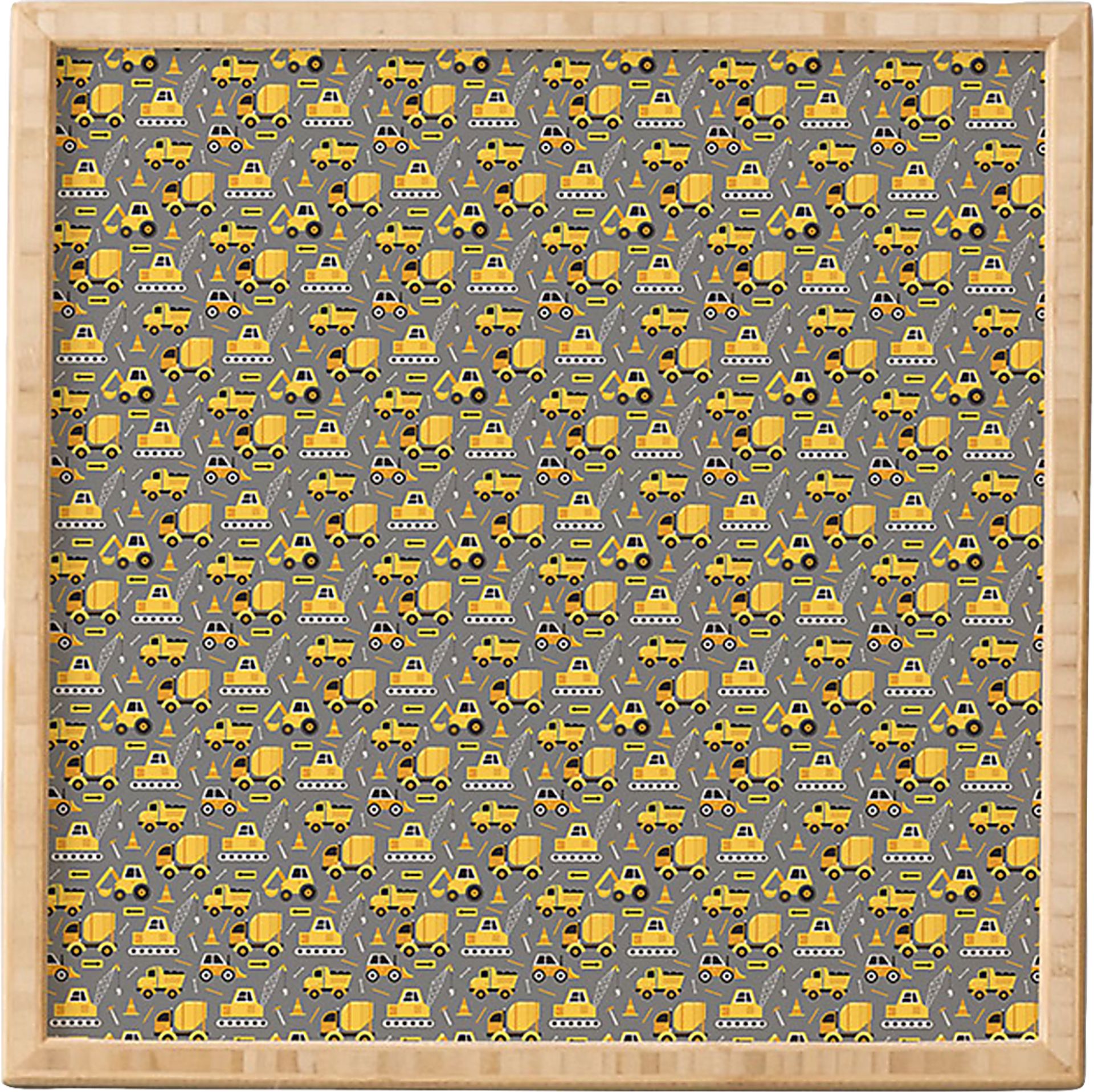 Kids Construction Trucks Gray Framed Wall Art - Image 1
