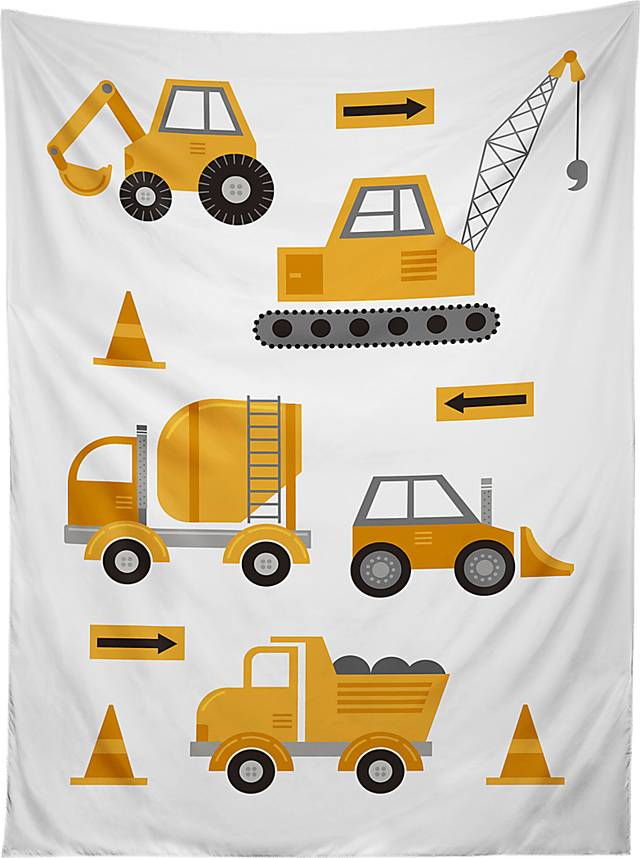 Kids Construction Trucks White Wall Decor - Thumbnail - Image 1
