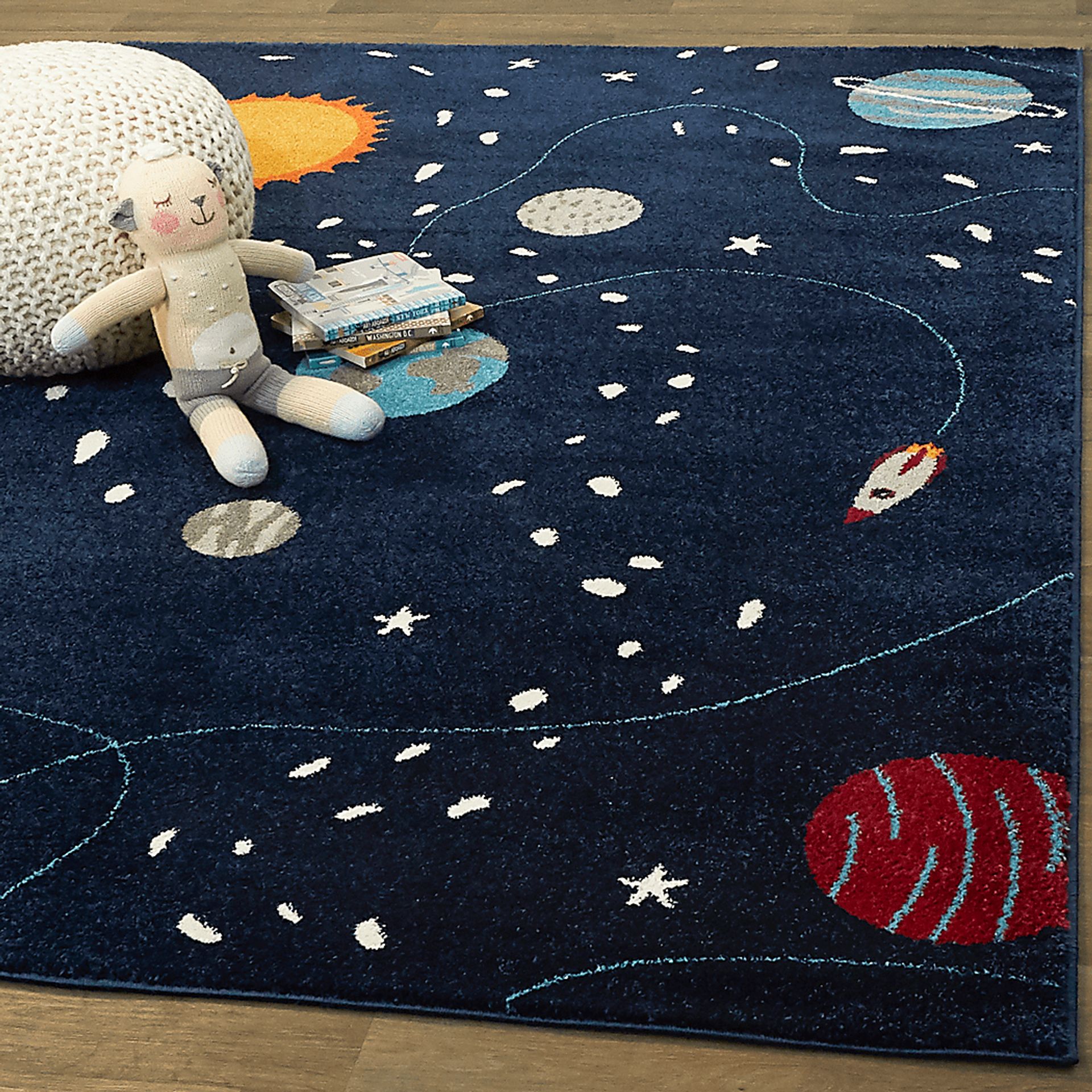 Kids Astro Navy 5'3 x 7' Rug - Image 2
