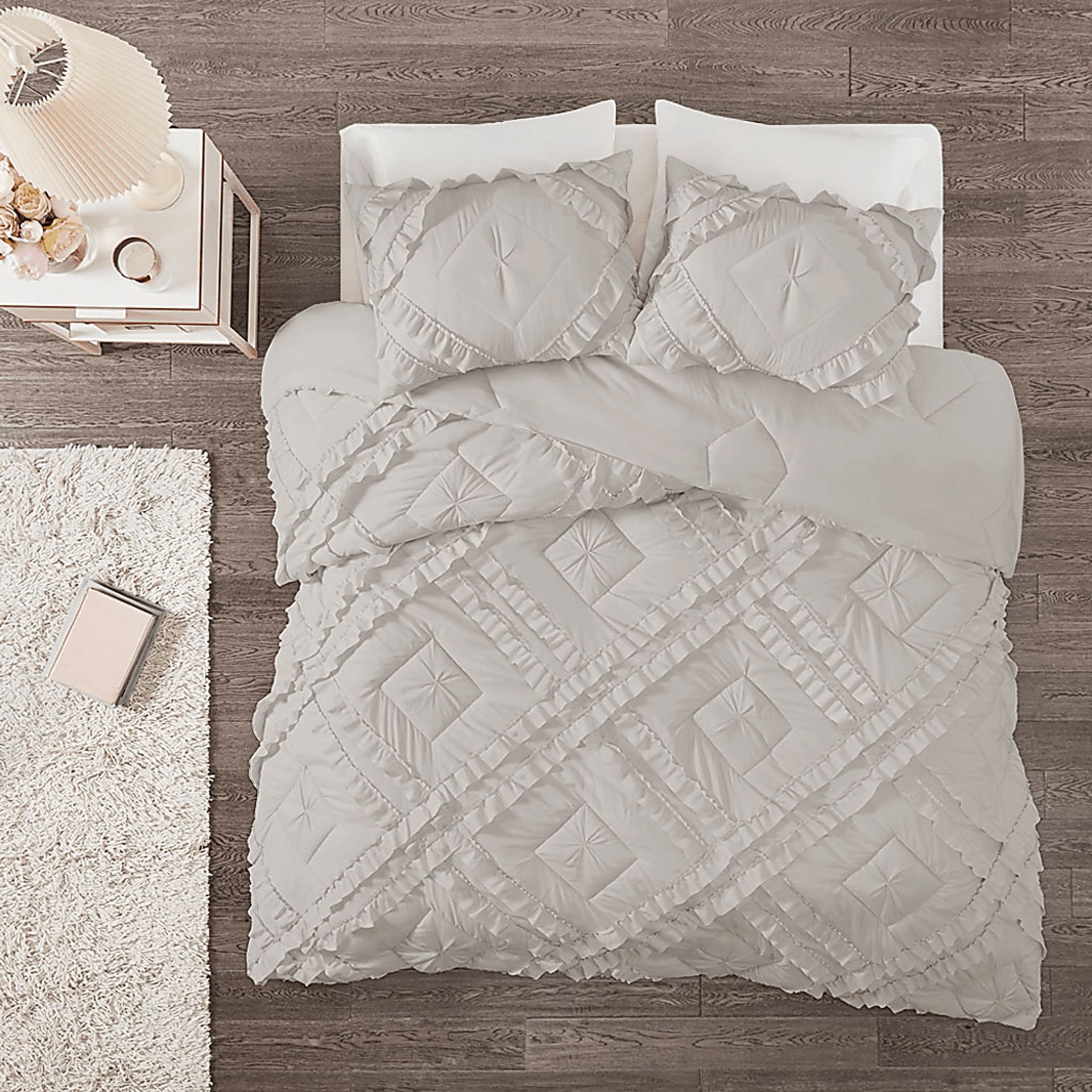 Kids Cottage Chic Gray 3 Pc Full/Queen Coverlet Set - Image 7