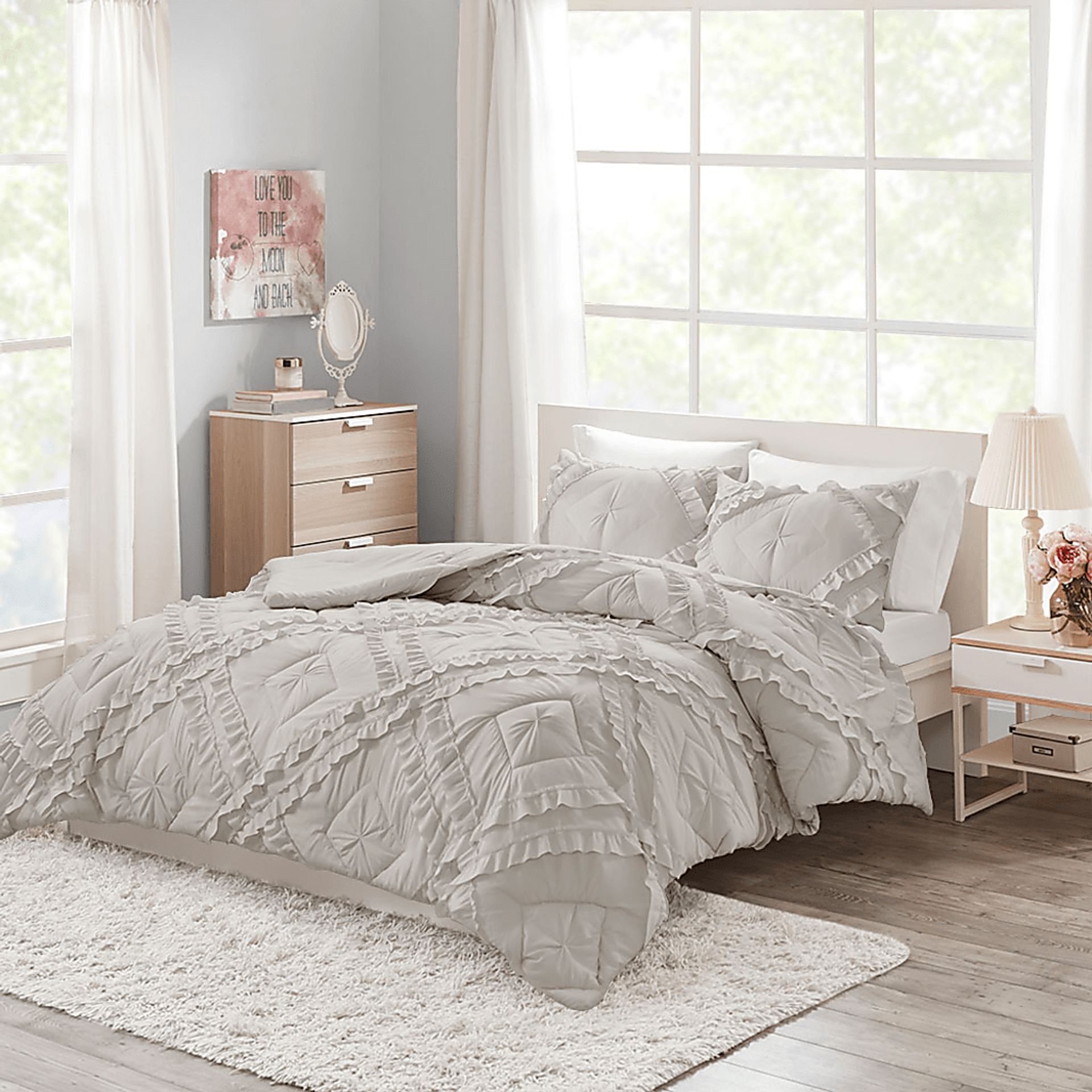 Kids Cottage Chic Gray 3 Pc Full/Queen Coverlet Set - Image 1