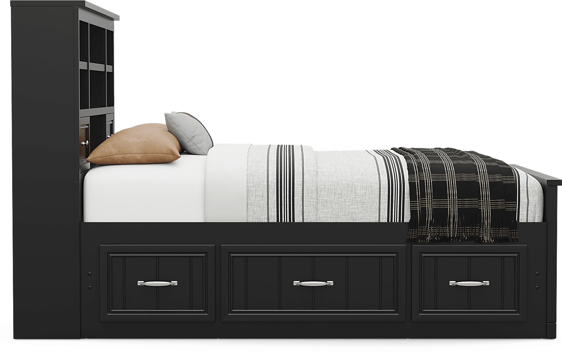 Kids Cottage Colors 2.0 Black Full Bookcase Bed with Storage Side Rail - Image 2