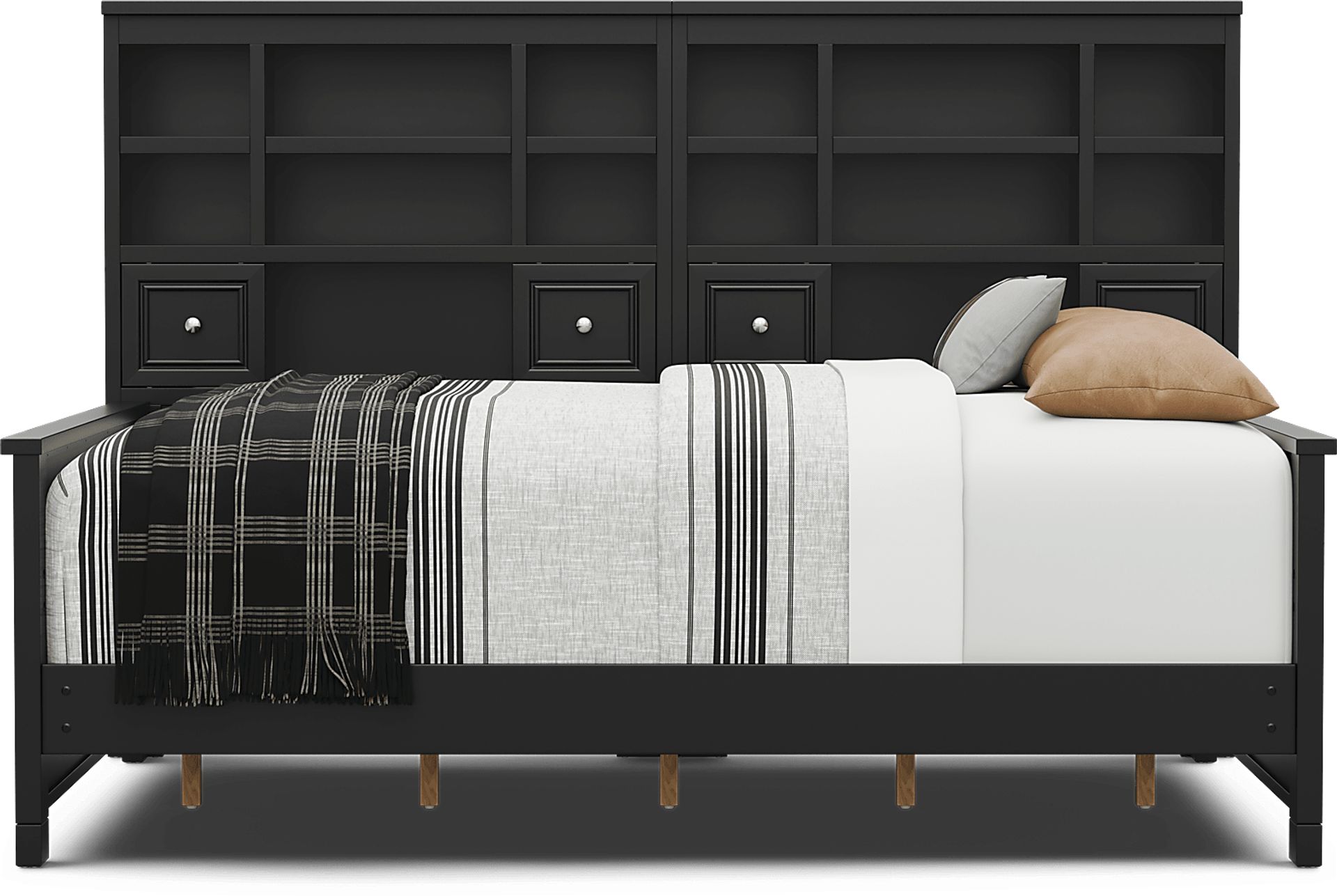 Kids Cottage Colors 2.0 Black Full Bookcase Wall Bed - Image 2