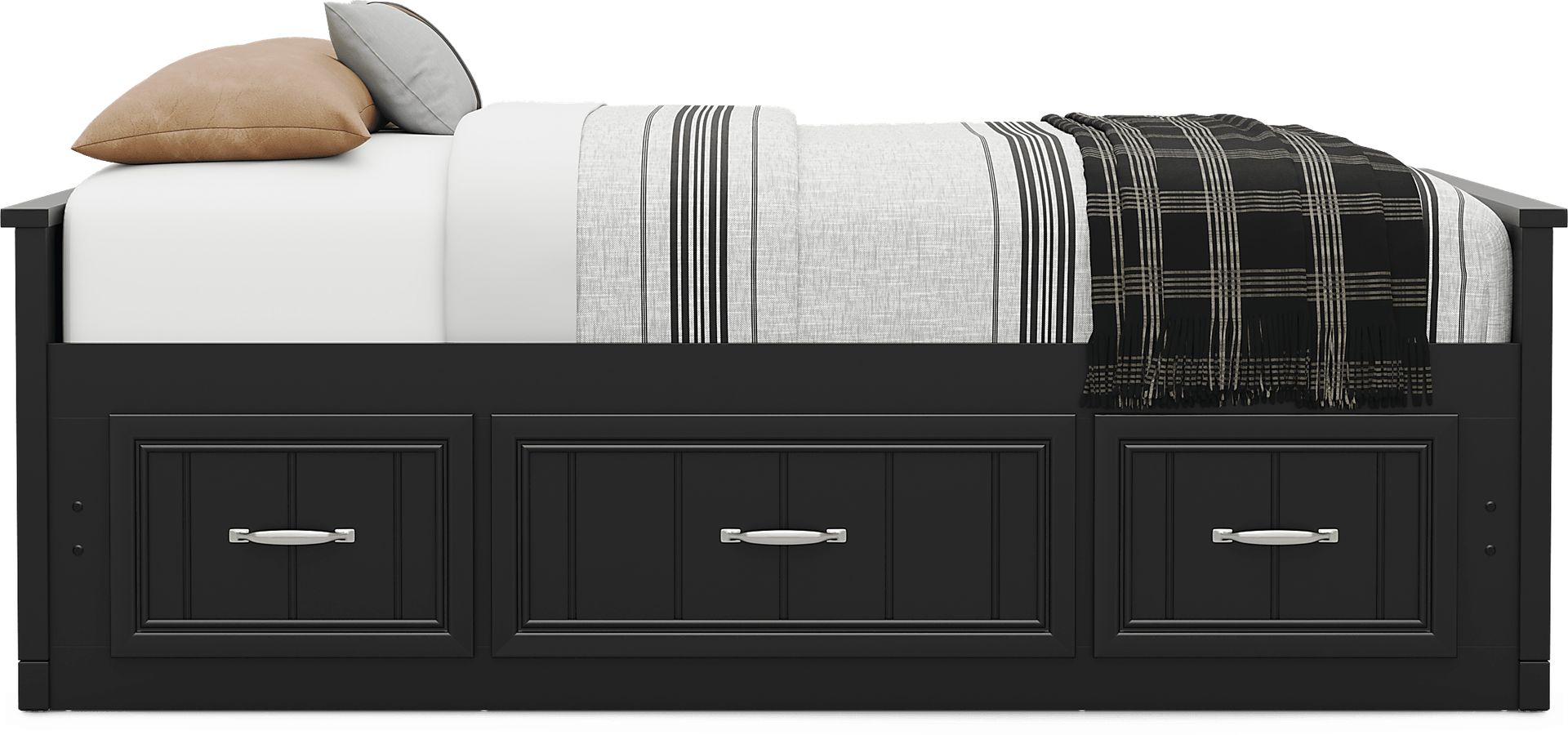Kids Cottage Colors 2.0 Black Full Low Profile Bed with 2 Storage Side Rails - Image 2