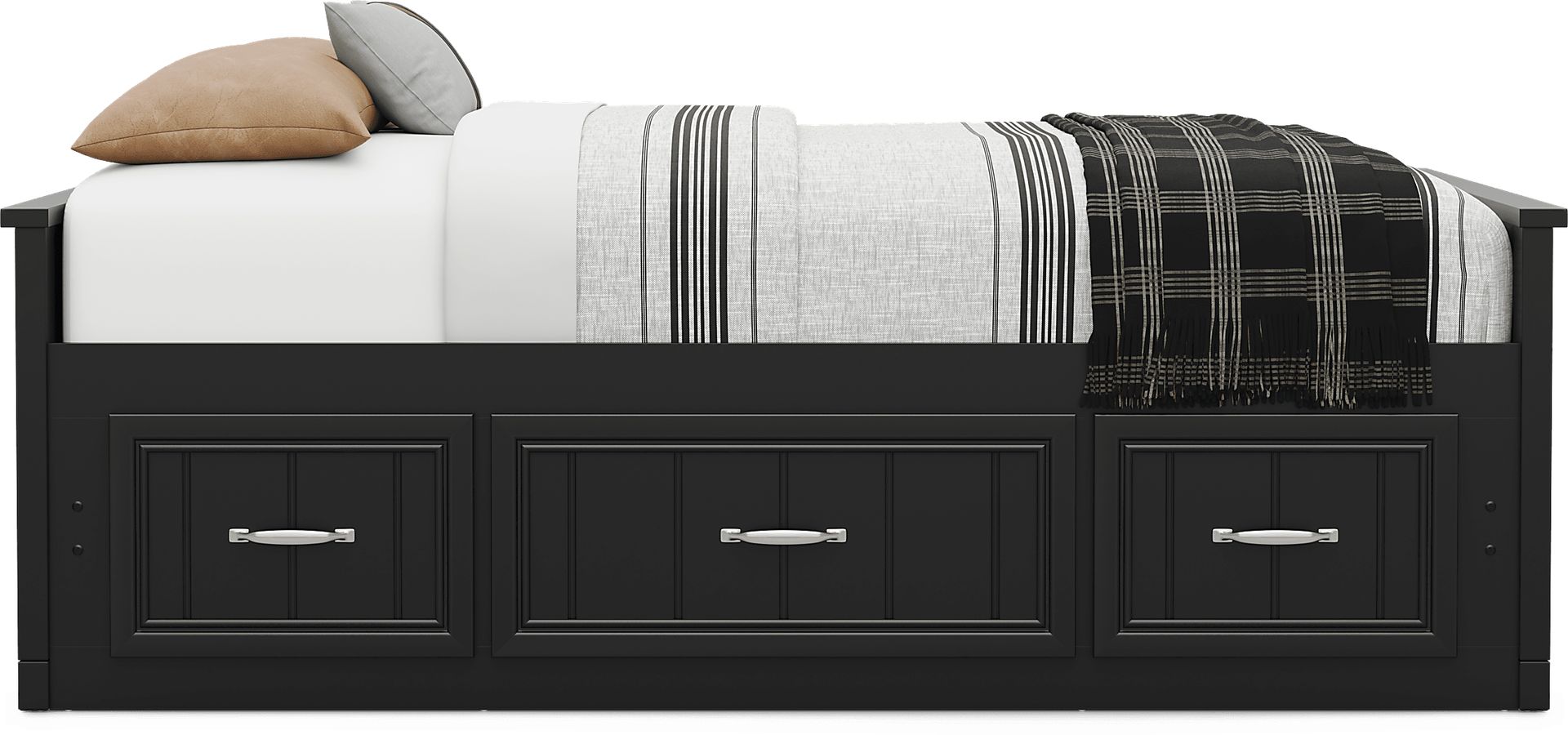 Kids Cottage Colors 2.0 Black Full Low Profile Bed with Storage Side Rail - Image 2