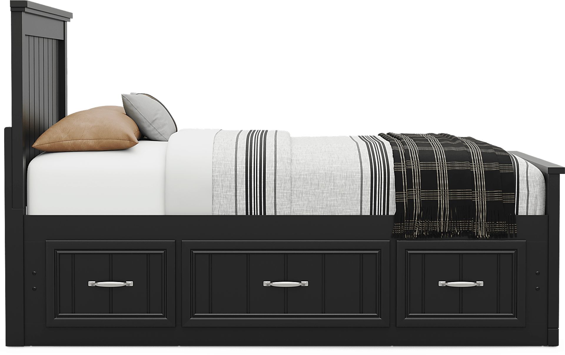 Kids Cottage Colors 2.0 Black Full Panel Bed with 2 Storage Side Rails - Image 2