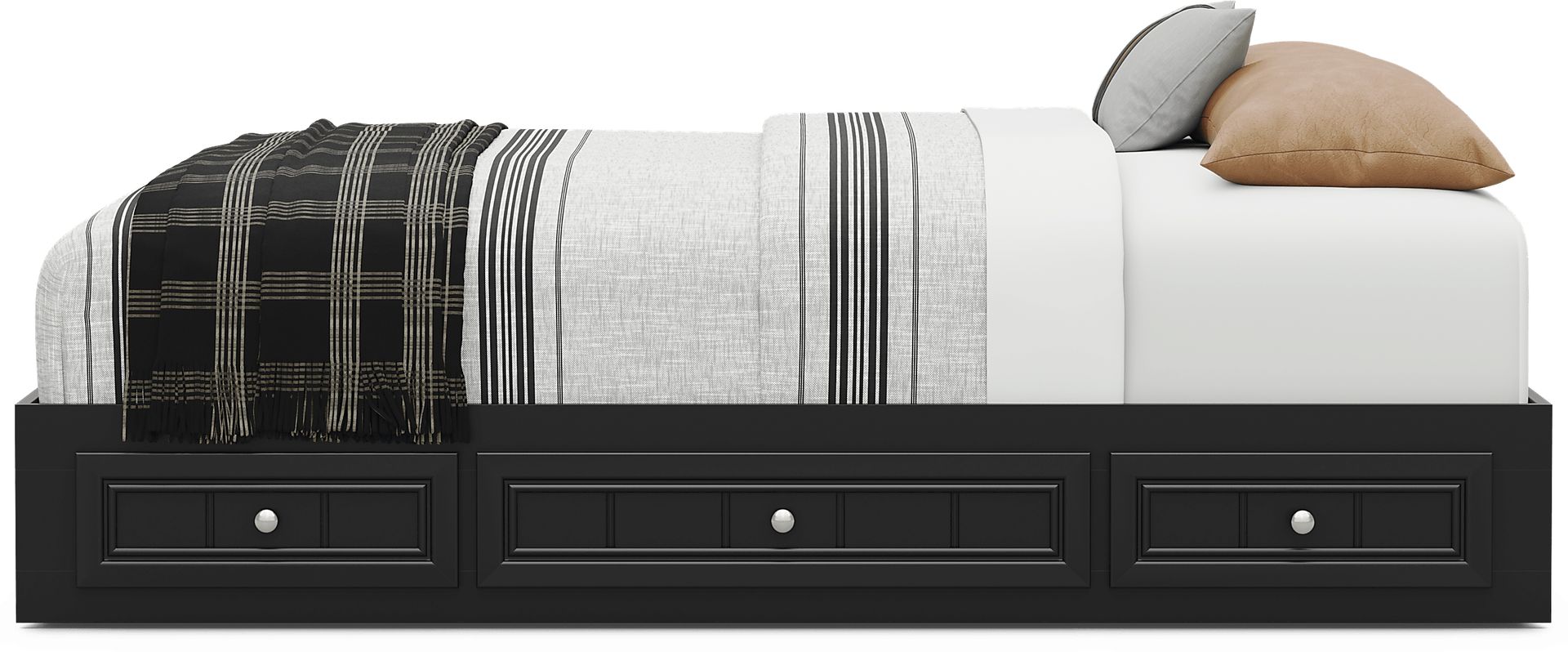 Kids Cottage Colors 2.0 Black Full Platform Bed with 3 Storage Drawers - Image 2