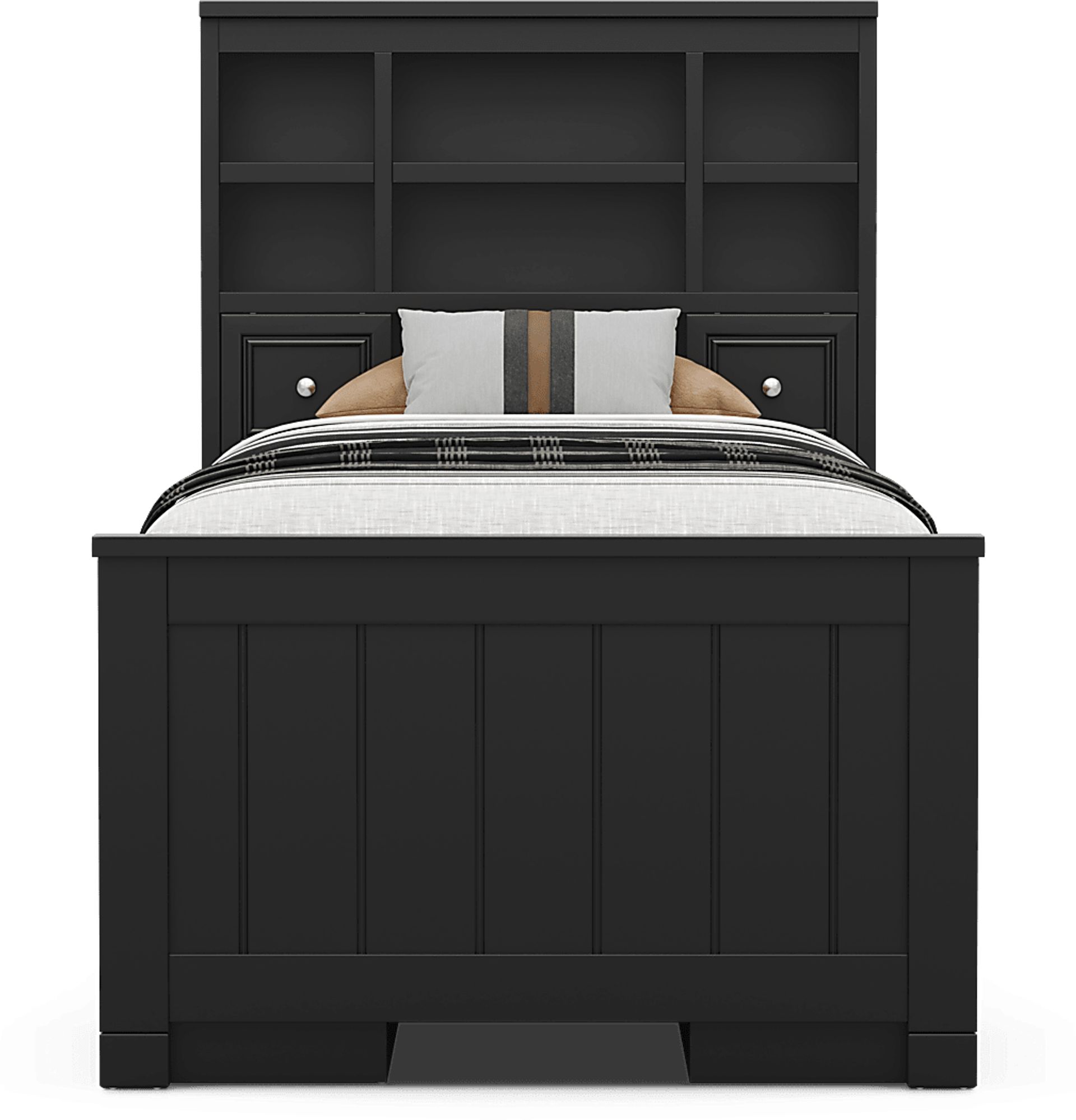 Kids Cottage Colors 2.0 Black Twin Bookcase Bed with 2 Storage Side Rails - Image 2