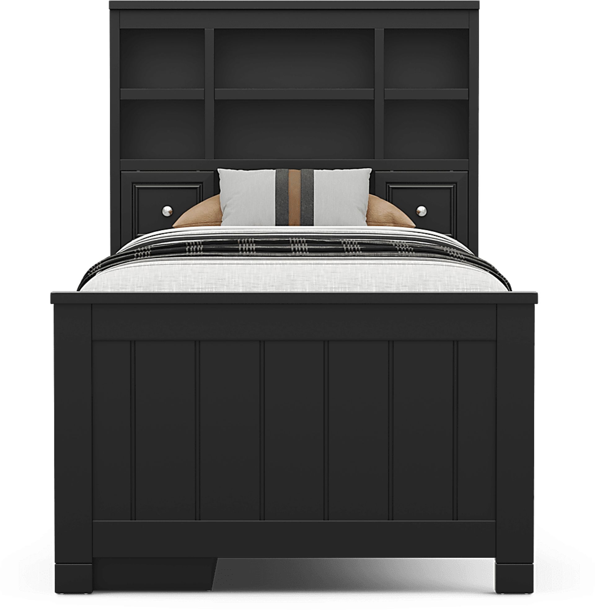 Kids Cottage Colors 2.0 Black Twin Bookcase Bed with Storage Side Rail - Image 2