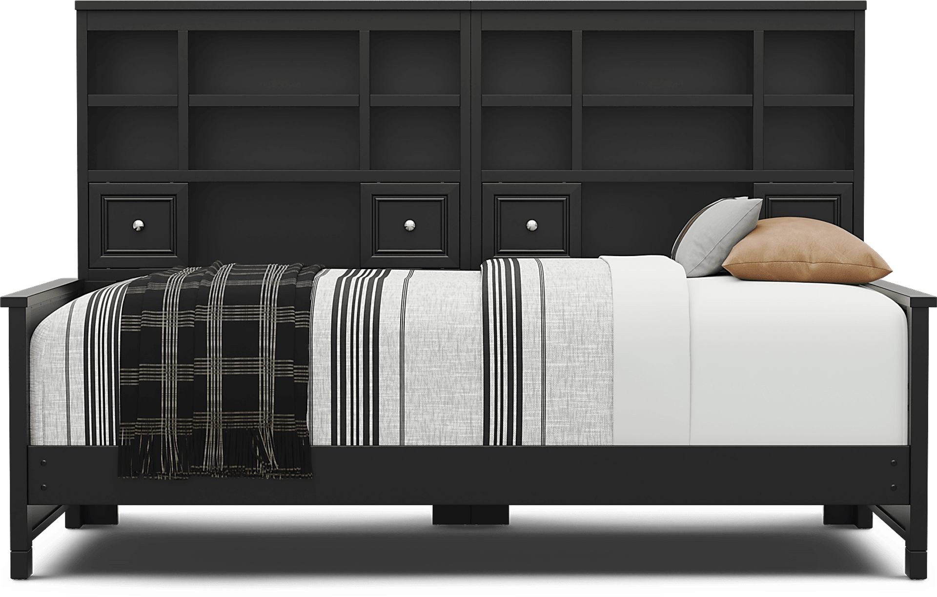Kids Cottage Colors 2.0 Black Twin XL Bookcase Wall Bed - Image 2