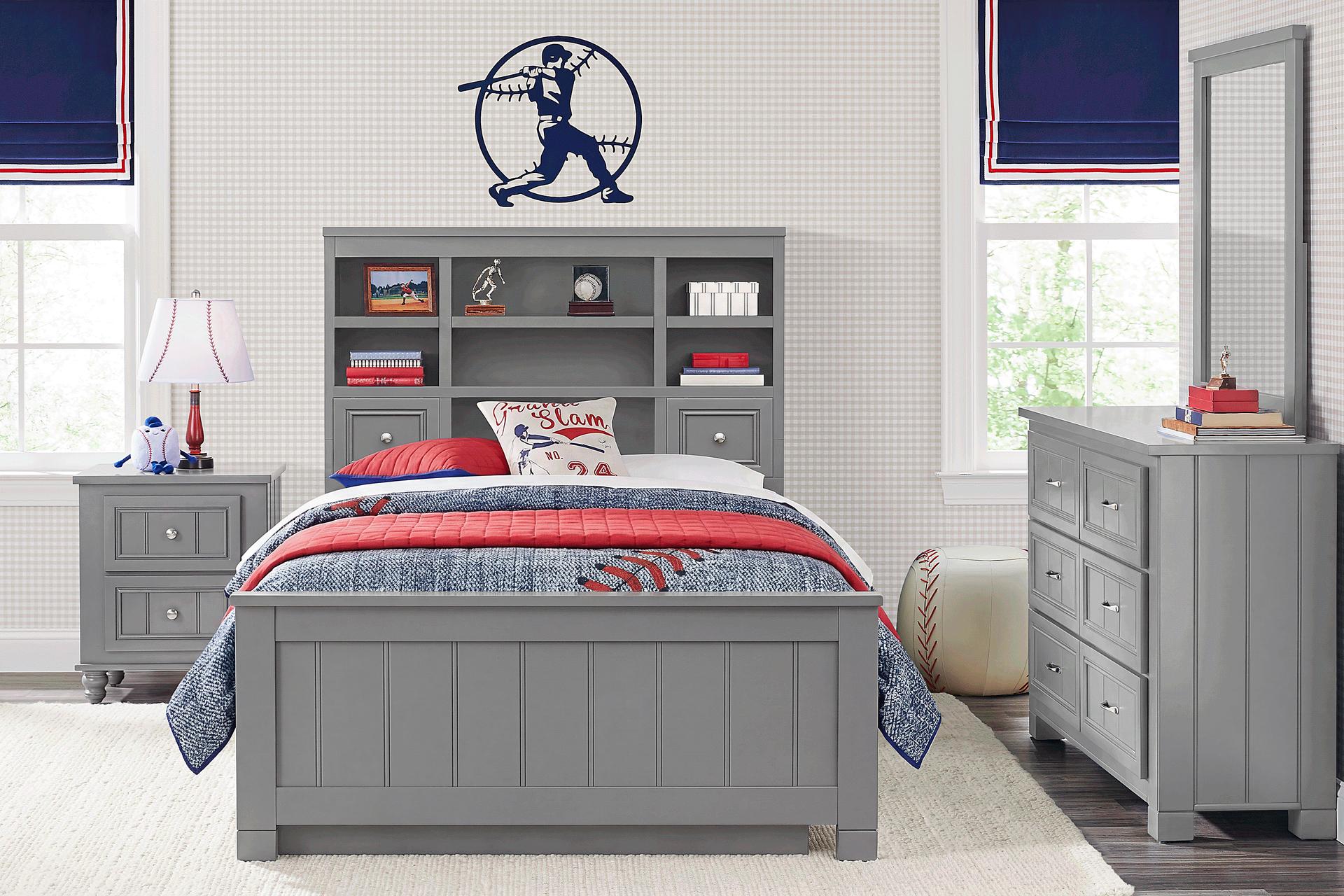 Kids Cottage Colors 2.0 Gray Full Bookcase Bedroom