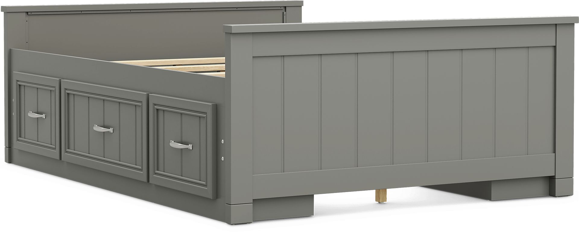 Kids Cottage Colors 2.0 Gray Full Low Profile Bed with 2 Storage Side Rails - Image 1