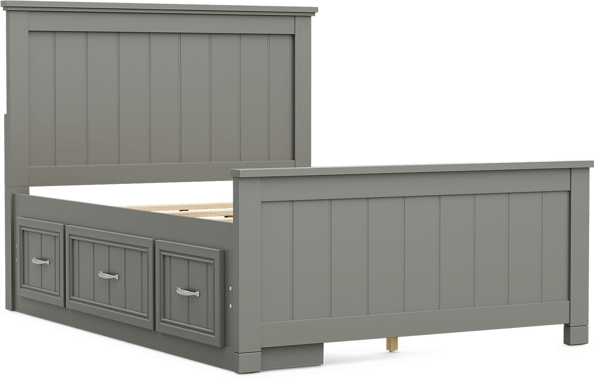 Kids Cottage Colors 2.0 Gray Full Panel Bed with Storage Side Rail - Image 1