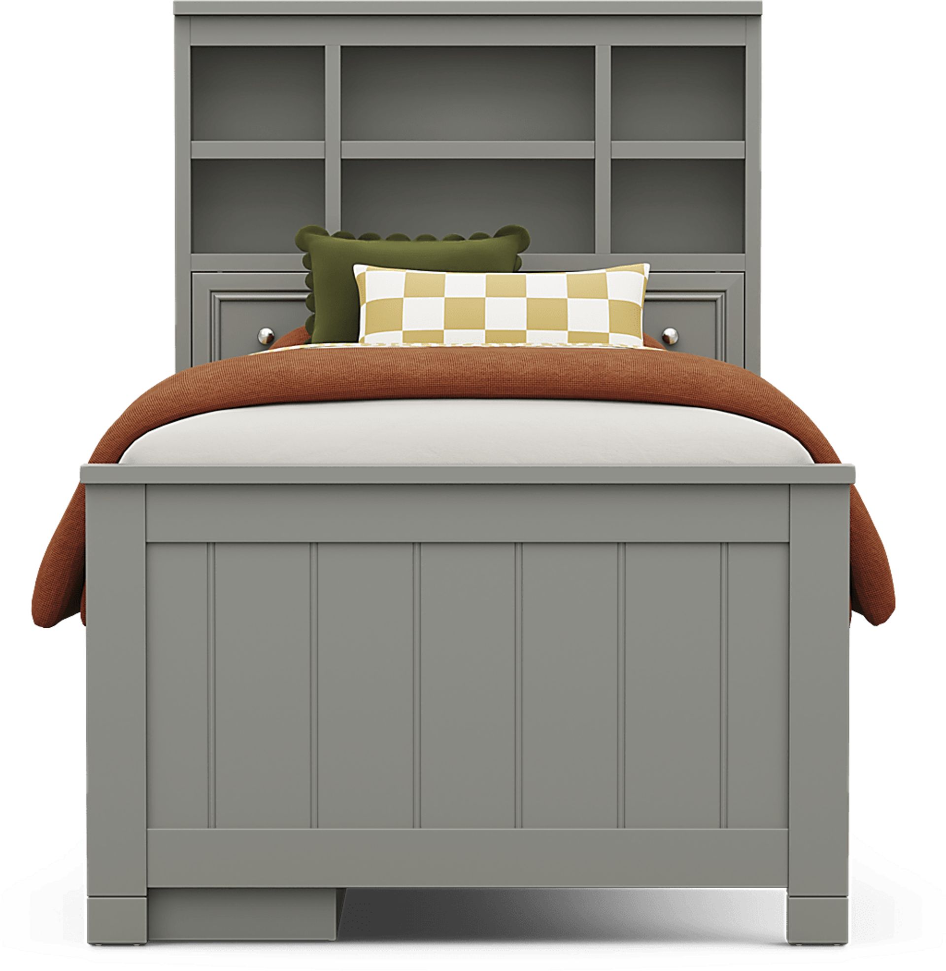 Kids Cottage Colors 2.0 Gray Twin Bookcase Bed with Storage Side Rail - Image 2