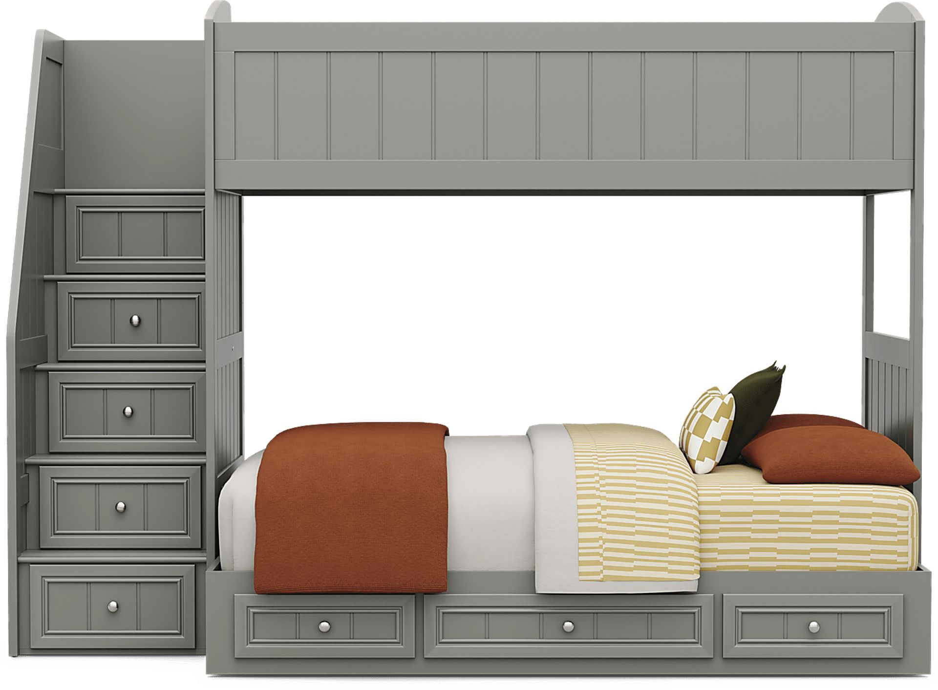 Kids Cottage Colors 2.0 Gray Twin/Full Step Bunk Bed - Image 3
