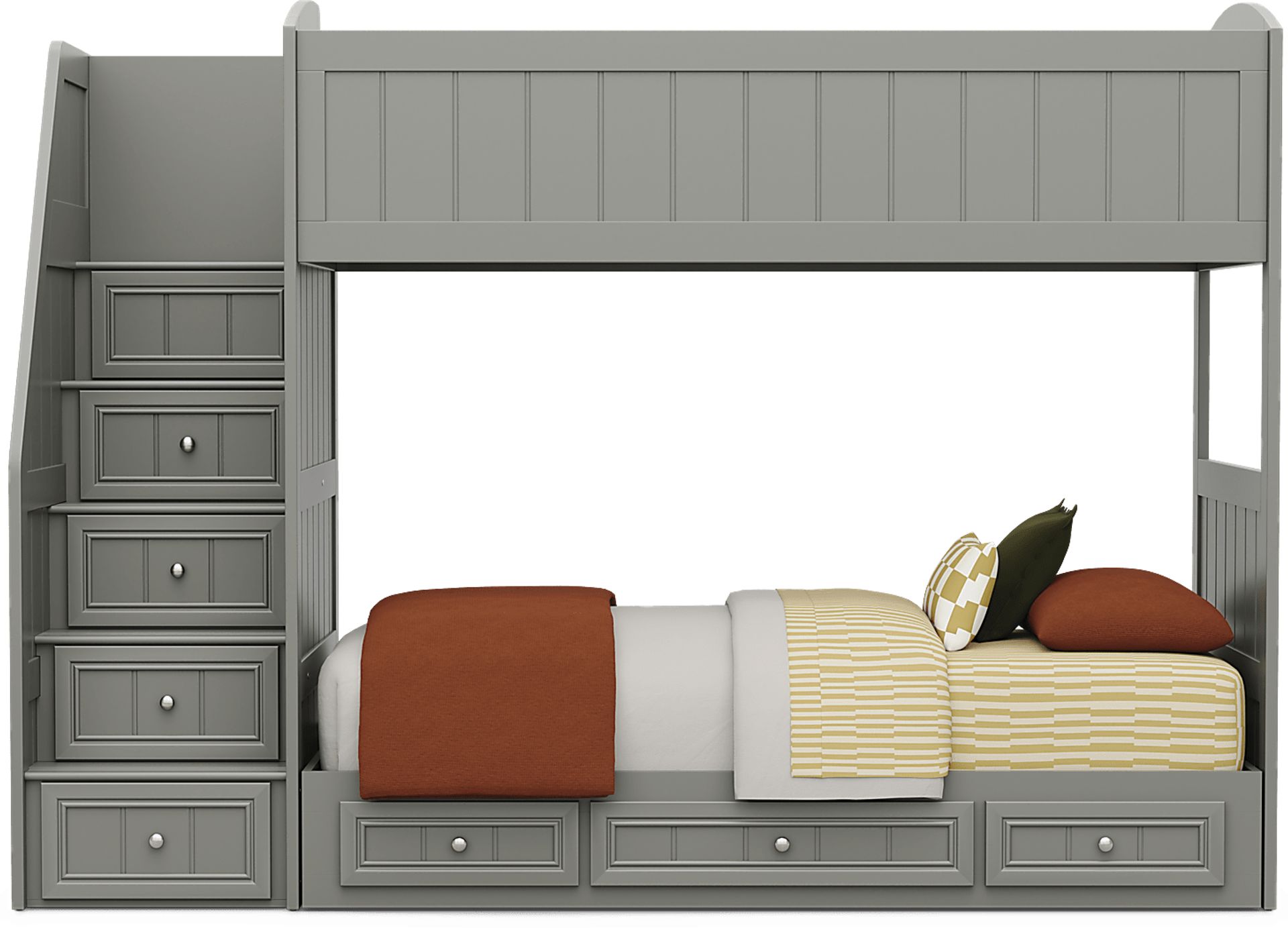 Kids Cottage Colors 2.0 Gray Twin/Twin Step Bunk Bed - Image 2