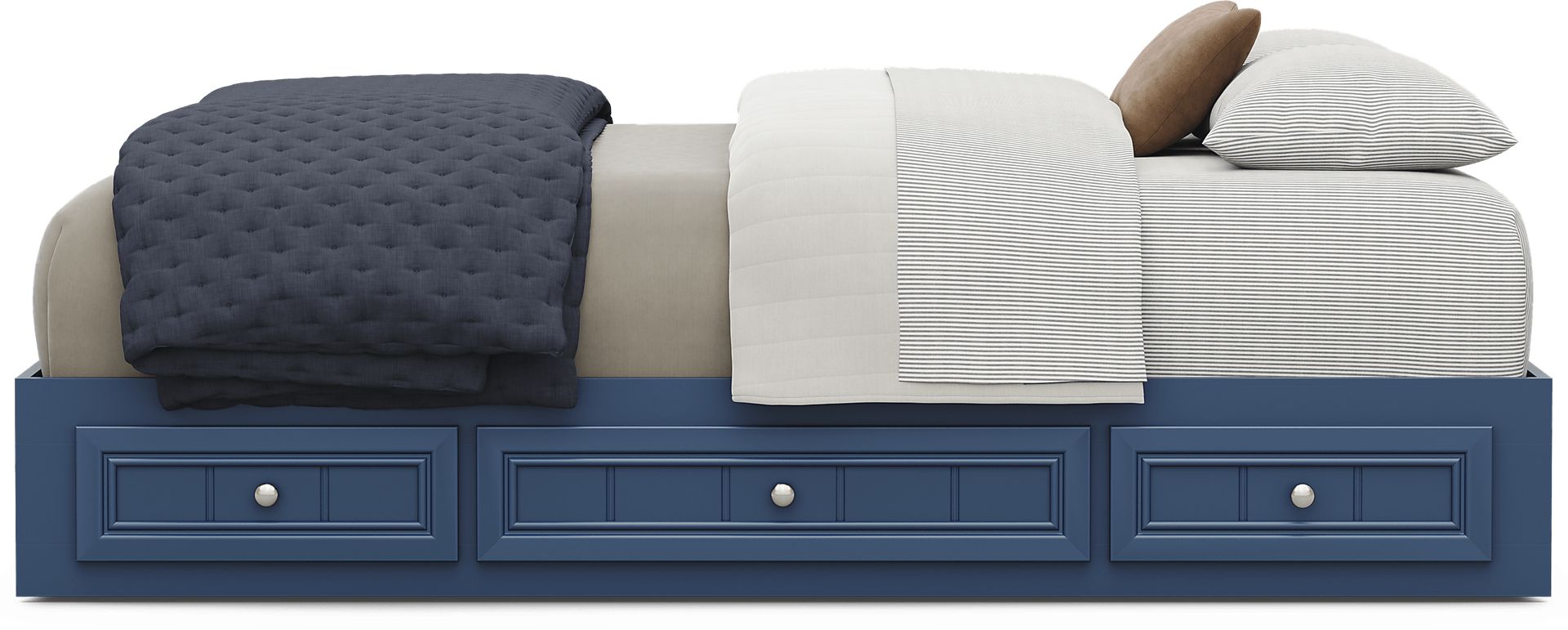 Kids Cottage Colors 2.0 Navy Full Platform Bed with 3 Storage Drawers - Image 2