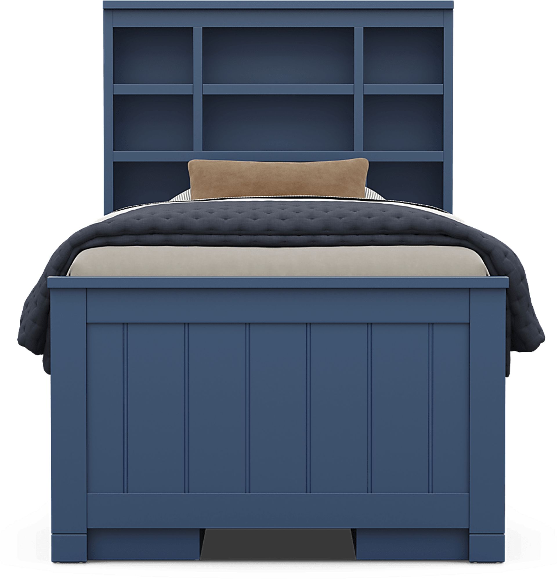 Kids Cottage Colors 2.0 Navy Twin Bookcase Bed with 2 Storage Side Rails - Image 2