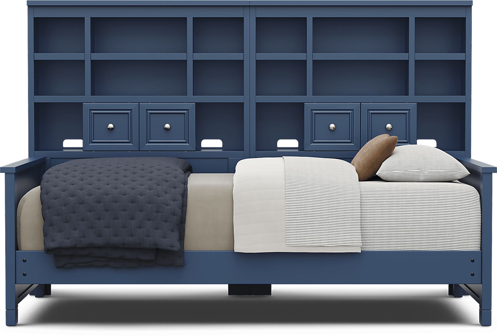 Kids Cottage Colors 2.0 Navy Twin Bookcase Wall Bed - Image 3