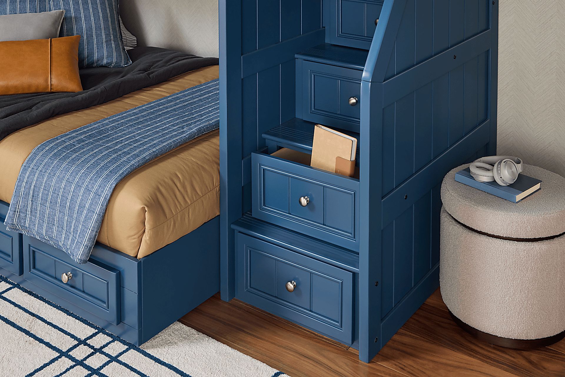 Kids Cottage Colors 2.0 Navy Twin/Full Step Bunk Bed - Image 5