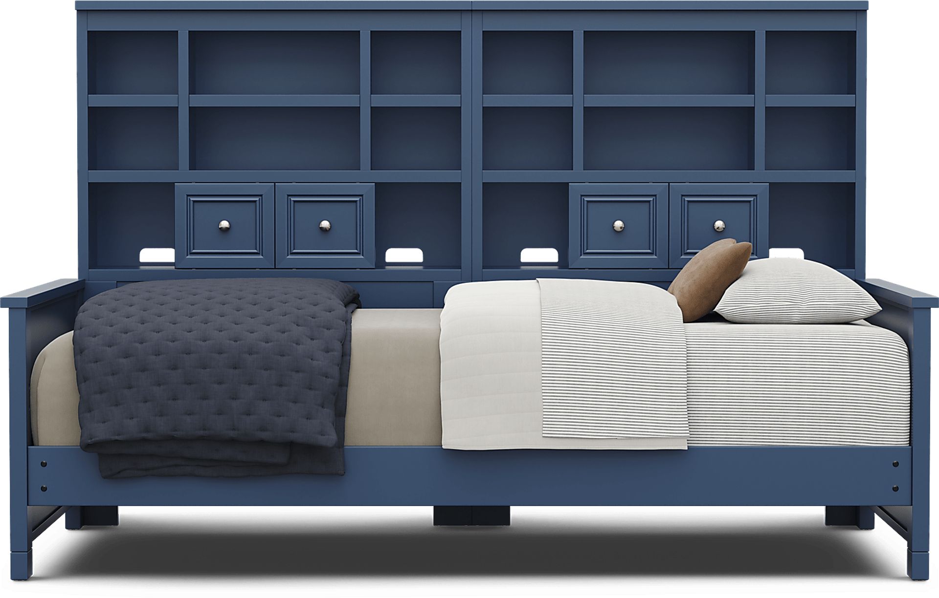 Kids Cottage Colors 2.0 Navy Twin XL Bookcase Wall Bed - Image 2