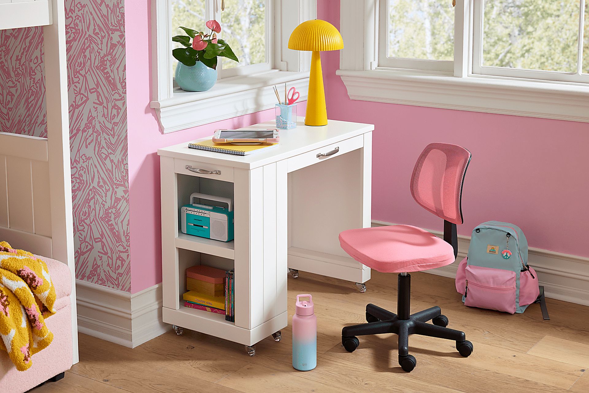 Kids Cottage Colors 2.0 White Caster Desk - Image 3