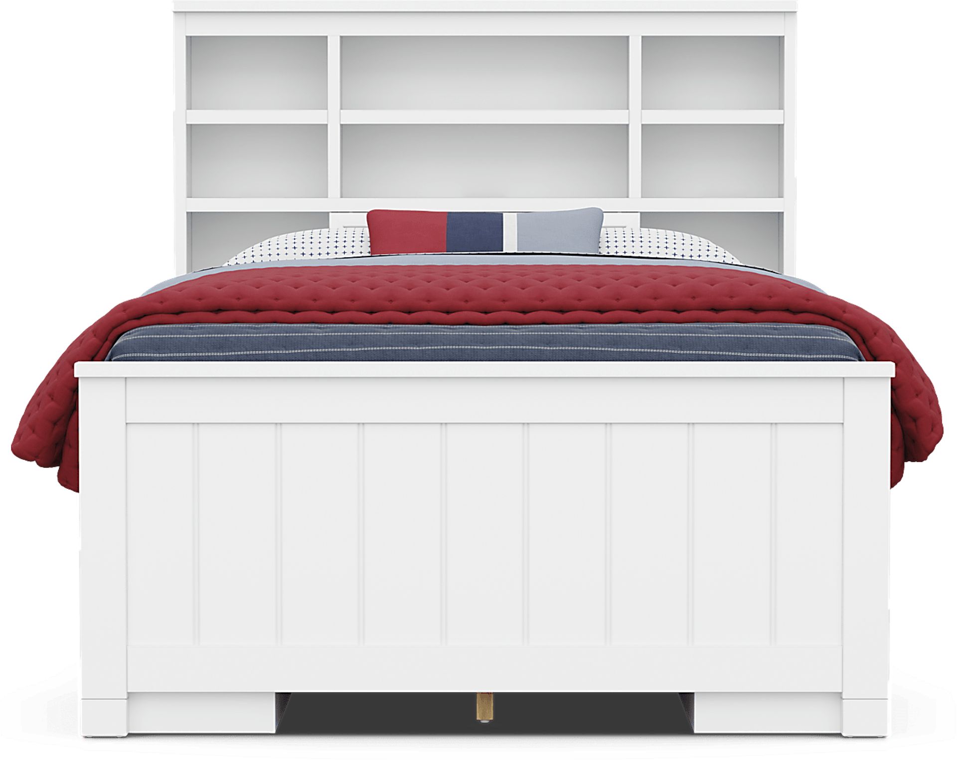 Kids Cottage Colors 2.0 White Full Bookcase Bed with 2 Storage Side Rails - Image 2
