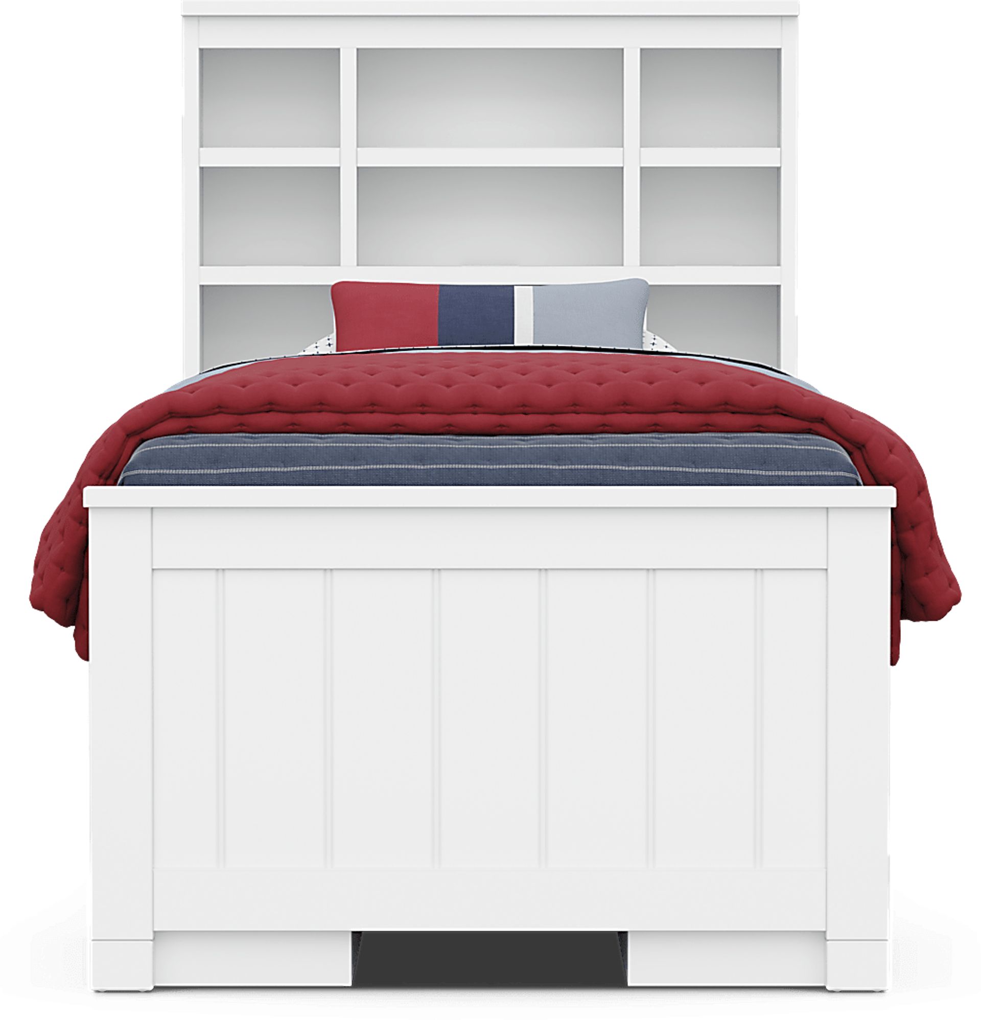 Kids Cottage Colors 2.0 White Twin Bookcase Bed with 2 Storage Side Rails - Image 2