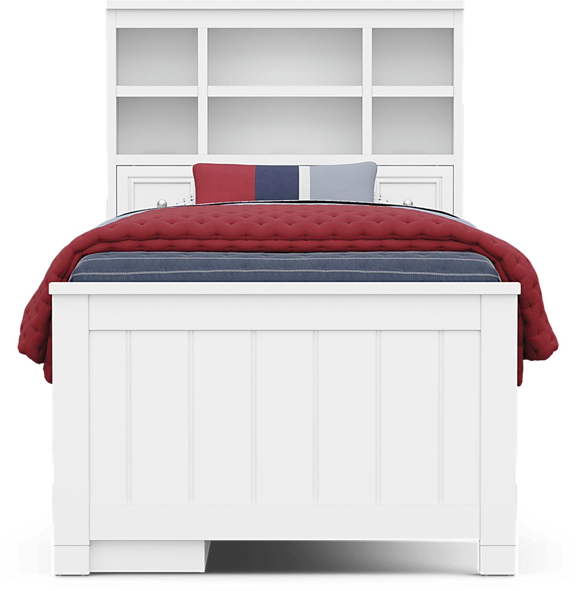 Kids Cottage Colors 2.0 White Twin Bookcase Bed with Storage Side Rail - Image 2