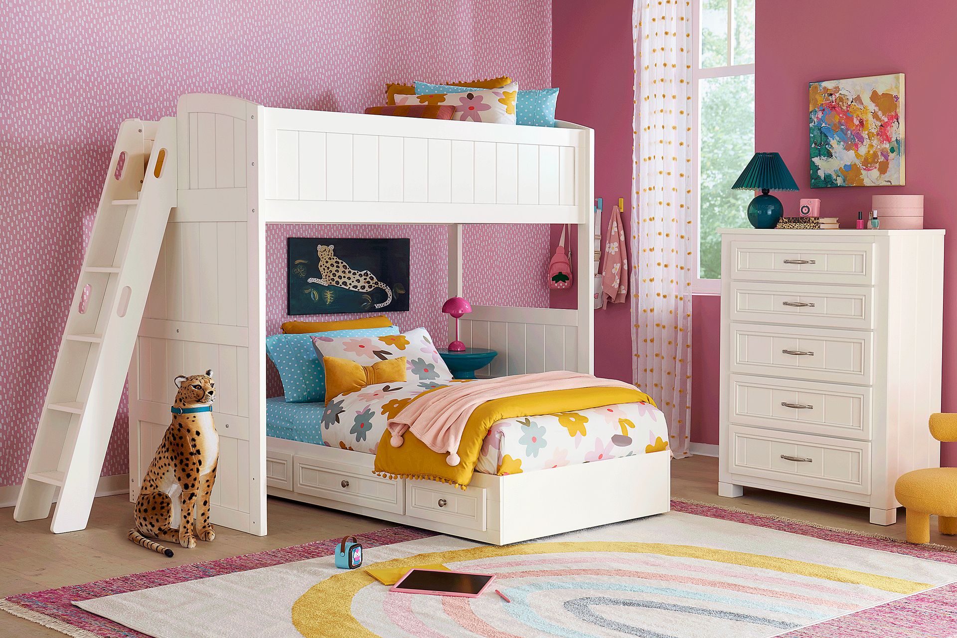 Kids Cottage Colors 2.0 White Twin/Full Bunk Bed - Image 3