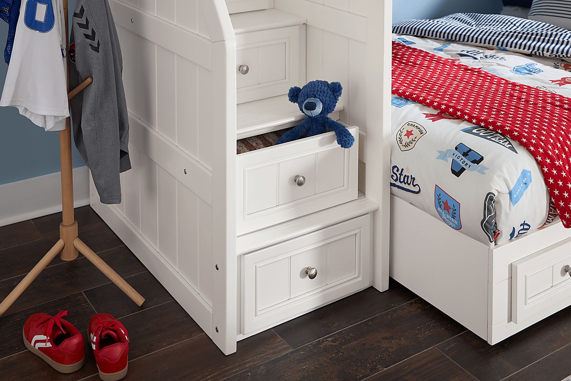 Kids Cottage Colors 2.0 White Twin/Full Step Bunk Bed - Image 5