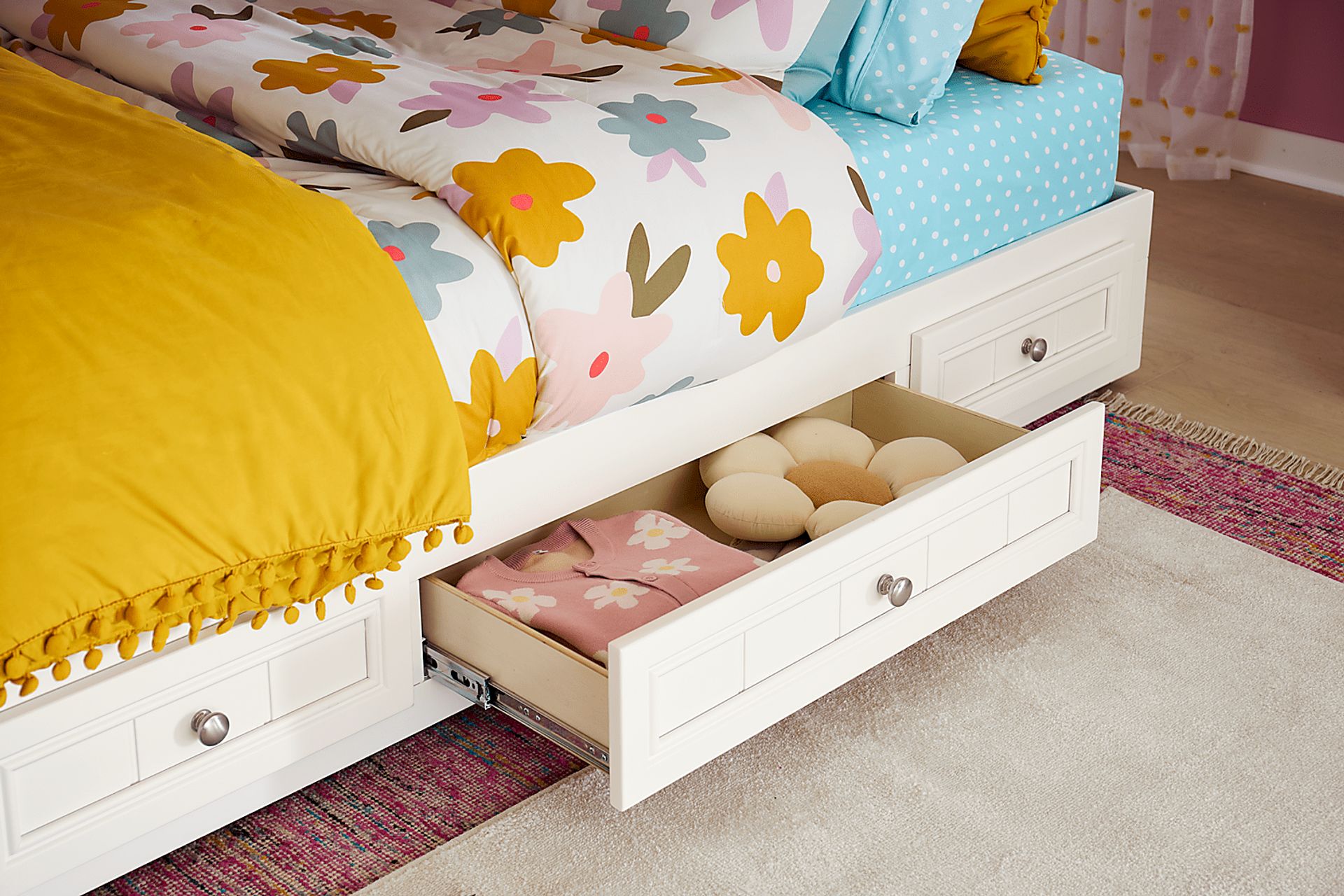 Kids Cottage Colors 2.0 White Twin/Full Step Bunk Bed - Image 6