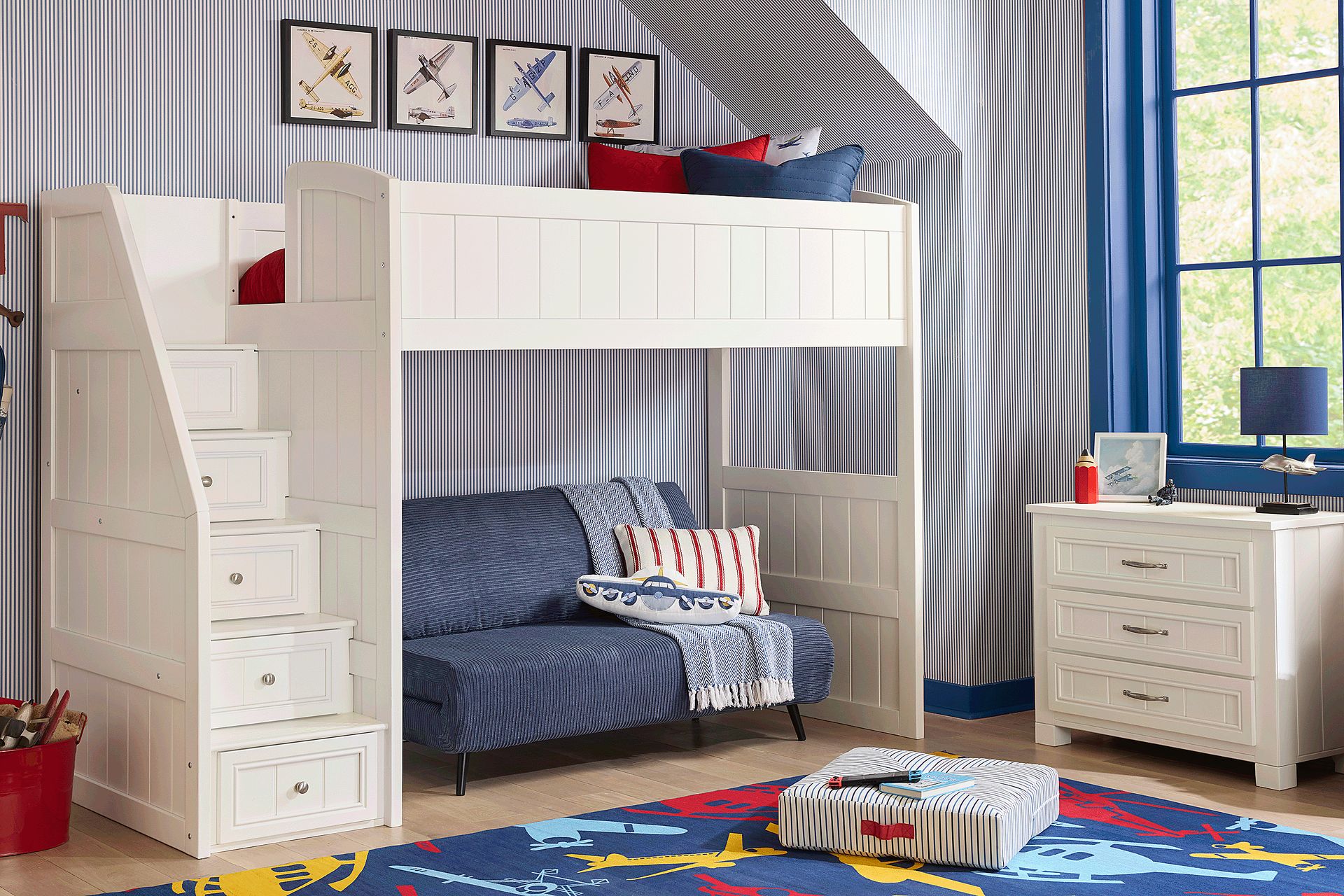 Kids Cottage Colors 2.0 White Twin Step Loft - Image 3