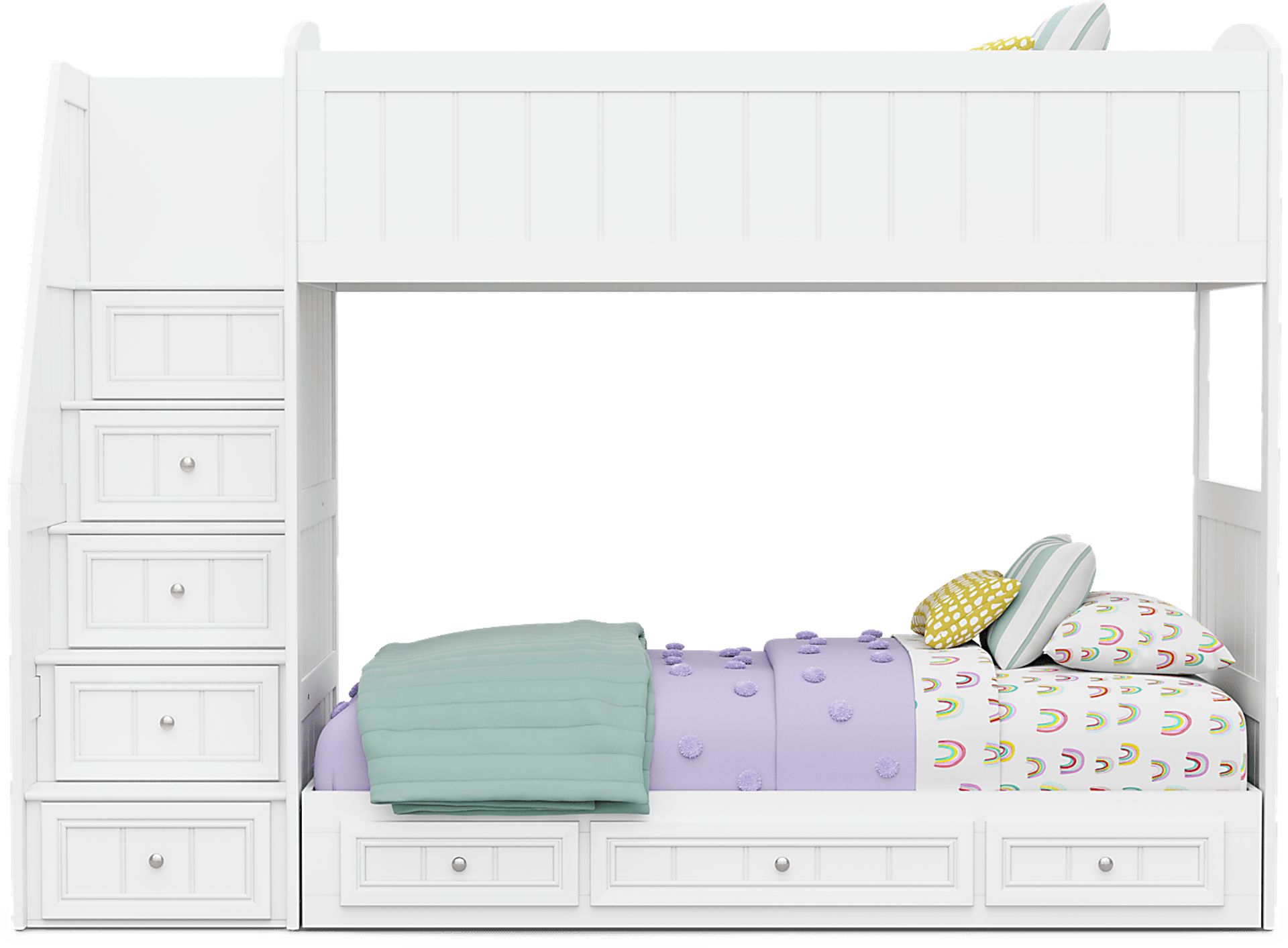 Kids Cottage Colors 2.0 White Twin/Twin Step Loft - Image 3