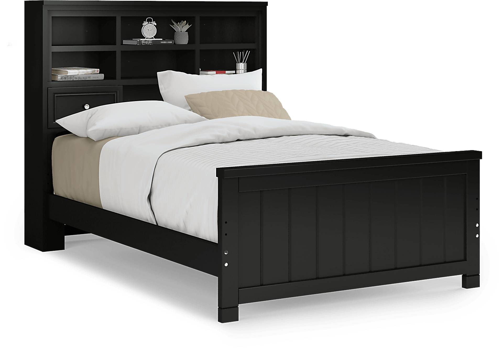 black 3 pc full bookcase bed