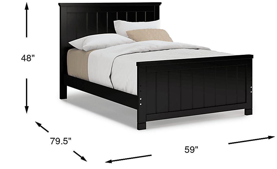 Kids Cottage Colors Black Full Panel Bed