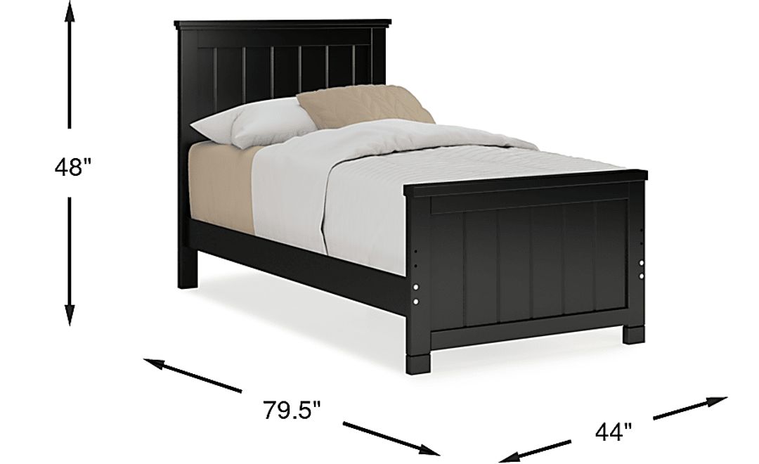 Kids Cottage Colors Black Twin Panel Bed