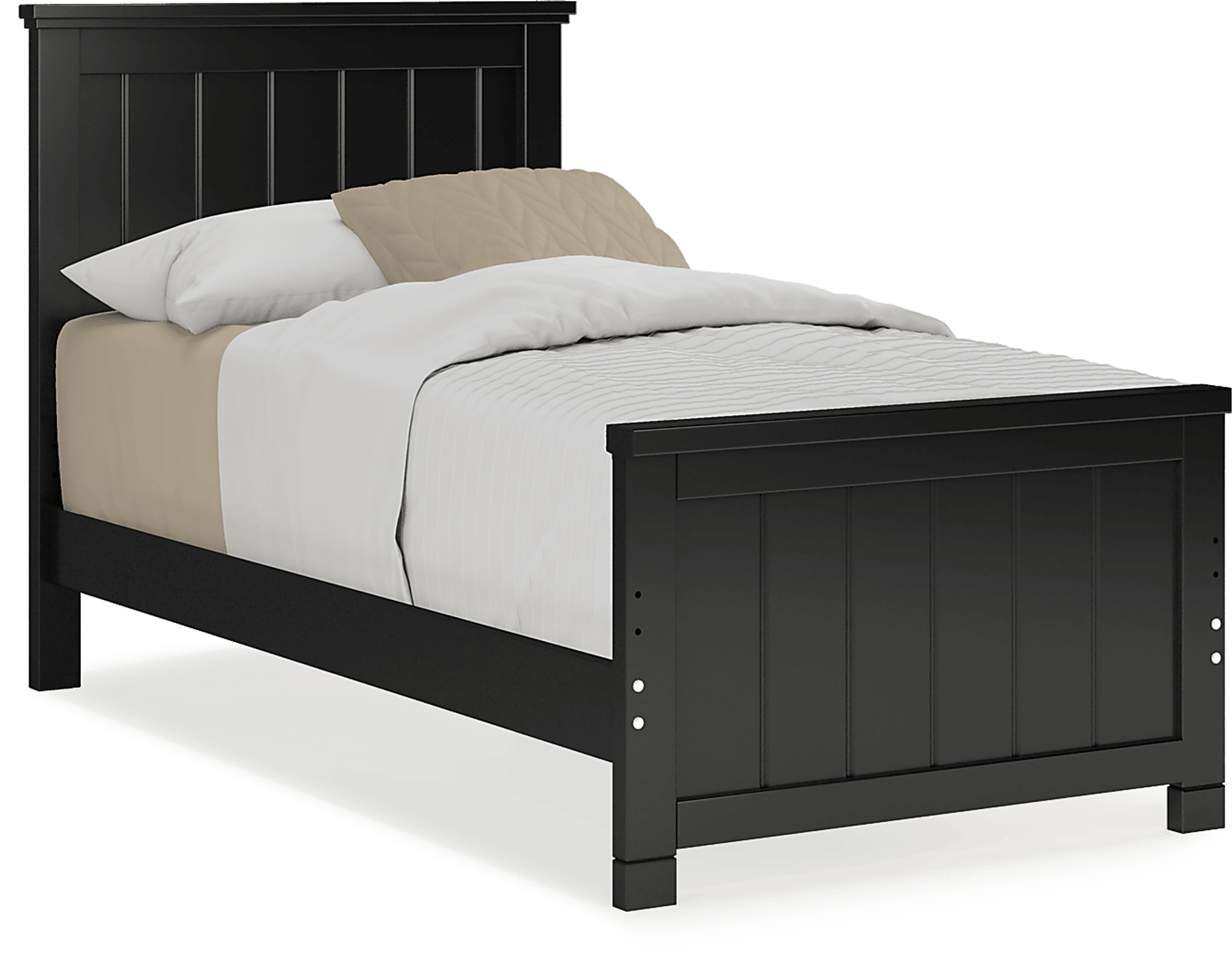 black 3 pc twin panel bed