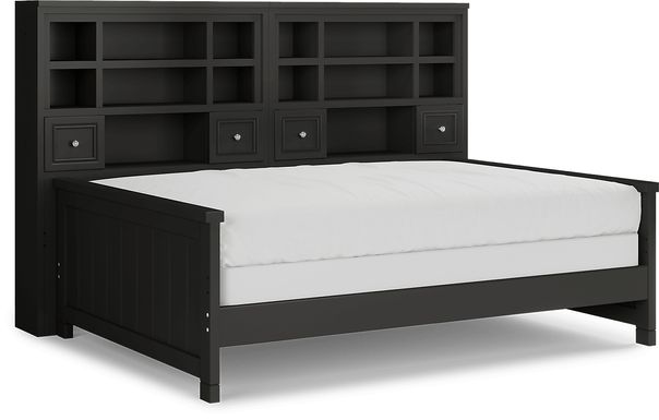 Kids Cottage Colors Black 5 Pc Full Bookcase Wall Bed