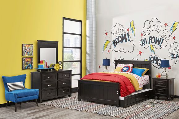 Kids Cottage Colors Black 5 Pc Full Panel Bedroom