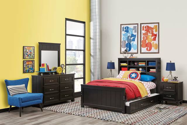 Kids Cottage Colors Black Twin Bookcase Bedroom - Thumbnail - Image 1