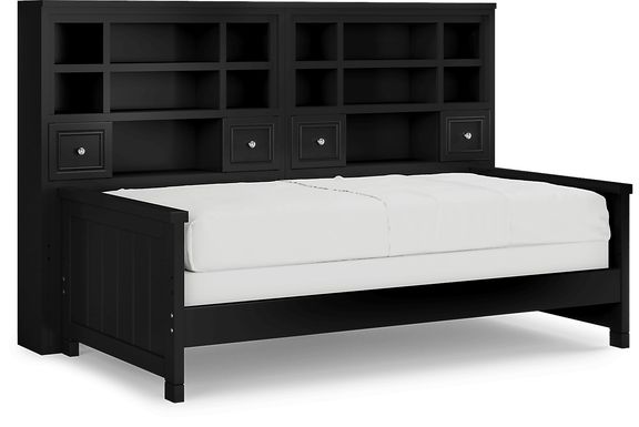 Kids Cottage Colors Black Twin Bookcase Wall Bed