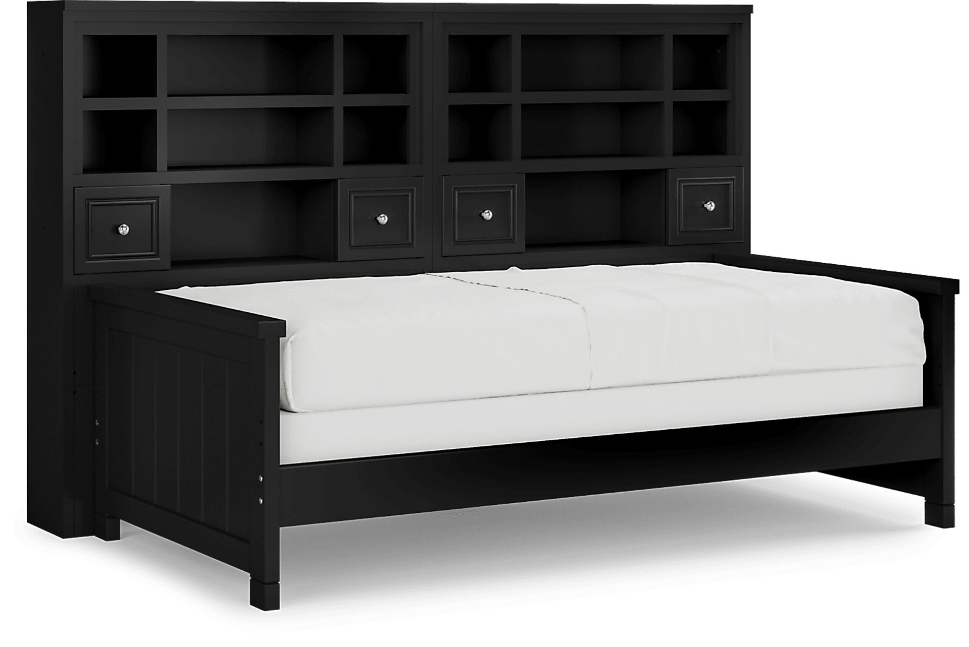 Kids Cottage Colors Black Twin Bookcase Wall Bed - Image 1