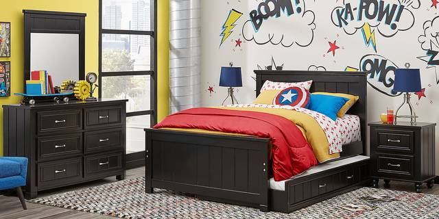 Kids Cottage Colors Black Twin Panel Bed - Thumbnail - Image 2
