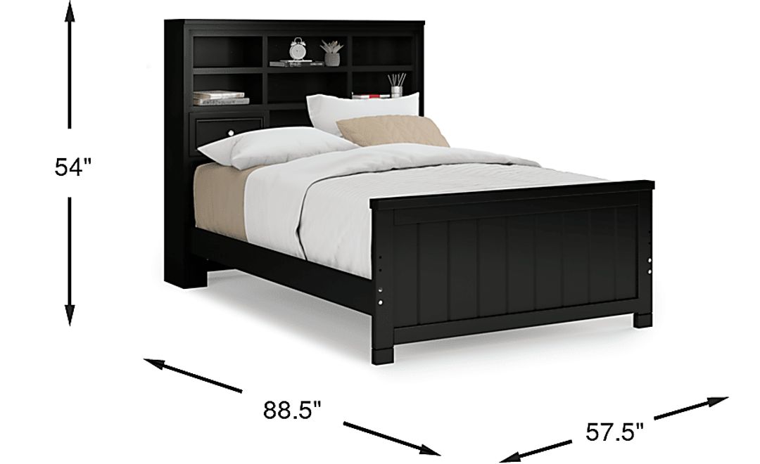 Kids Cottage Colors Black Full Bookcase Bed