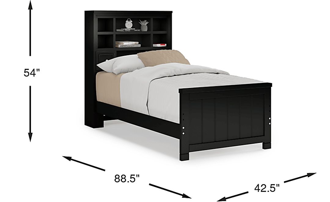 Kids Cottage Colors Black Twin Bookcase Bed