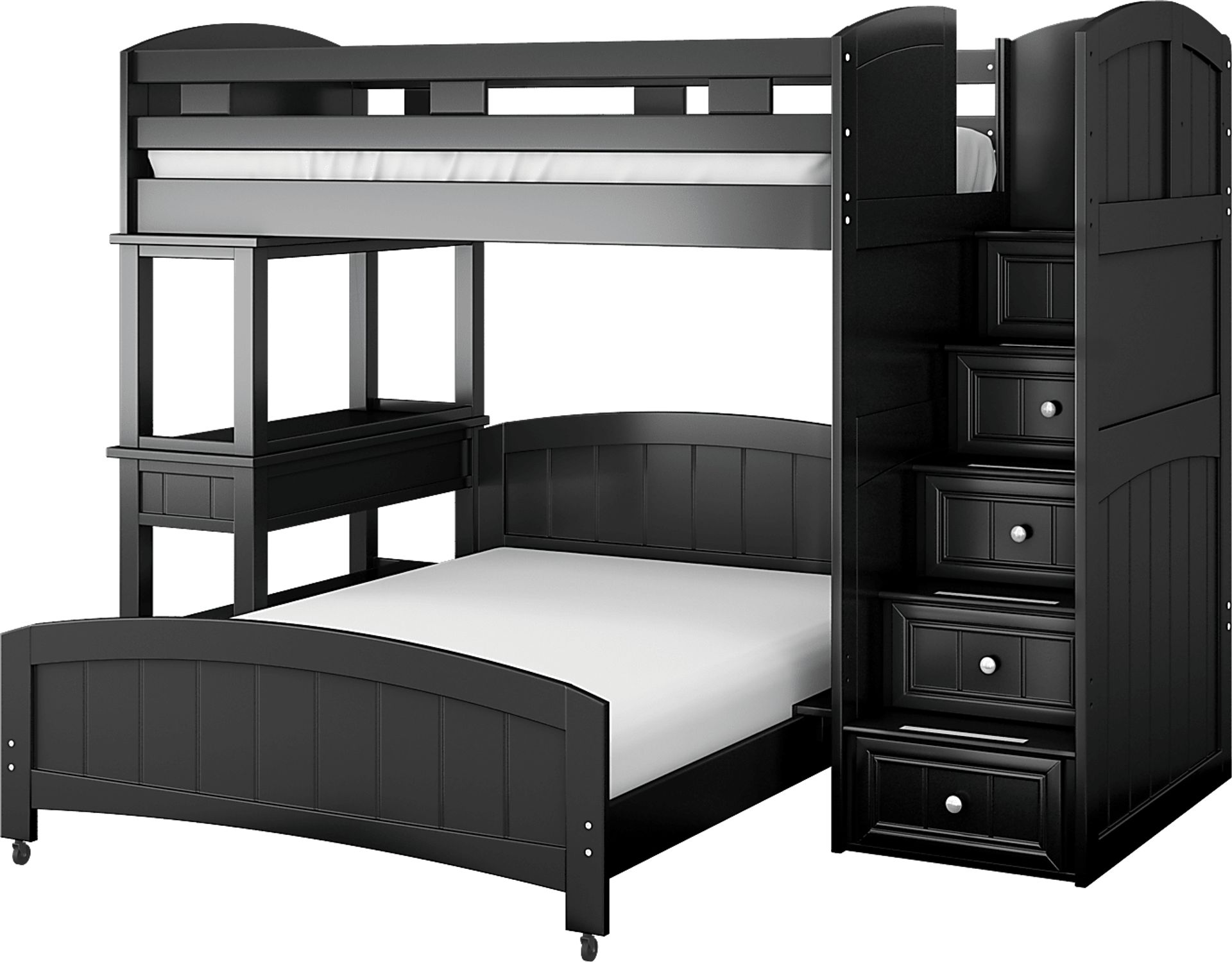 Kids Cottage Colors Black Twin/Full Step Bunk Bed with Desk - Image 3